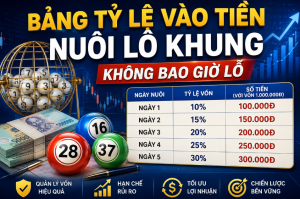 Bảng tỷ lệ vào tiền nuôi lô khung không bao giờ lỗ