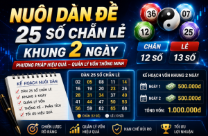 Nuôi dàn đề 25 số chẵn lẻ khung 2 ngày